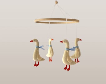 Duck Nursery - Baby Mobile Goose Blue Ribbon - Baby Mobile Boys - Crib Mobile