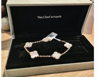 Vintage Alhambra Gold Bracelet 5 Pearl Patterns 18K Gold/ VCA 750 Gold Gift/shows the sophistication of Van Cleef 18k Gold Bracelet