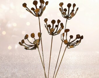 Metal Flowers Garden Decor, Metal Sculpture Set Of 3, 5 or 10 Garden Stakes, Flower Garden Art