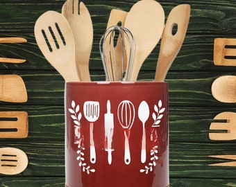 Personalized Ceramic Kitchen Utensil Holder