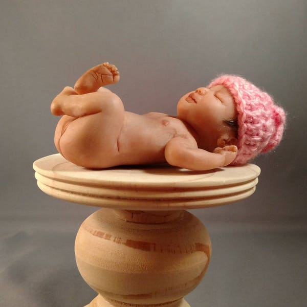 OOAK, baby, miniature, hand sculpted, Asian Baby Girl doll, sculpt, one of a kind, polymer clay art,  by Denise E Gelet