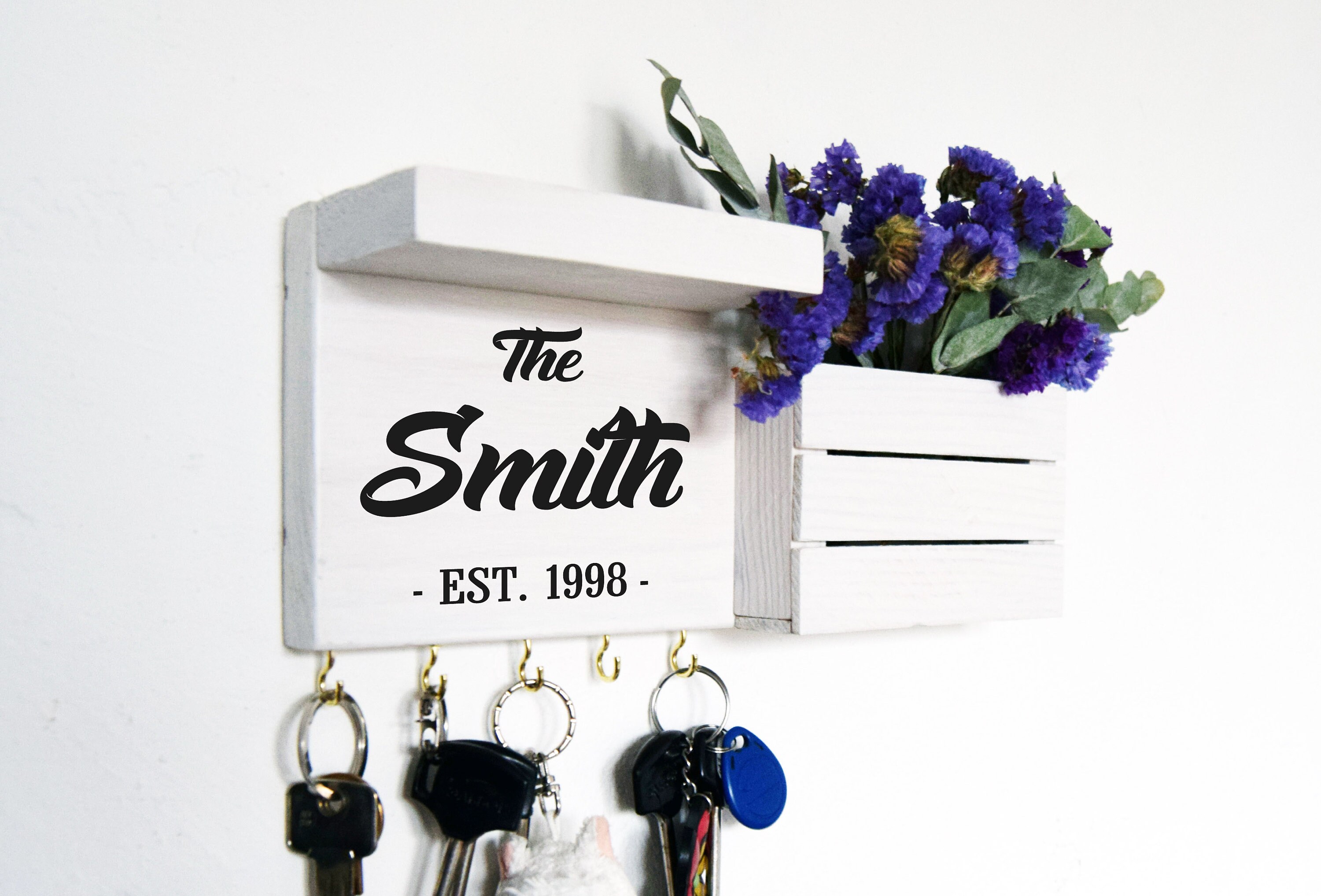 Black key hook for wall Personalized key holder Key hanger Etsy