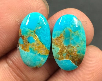 Mohave Turquoise Pair Cabochon...Oval Cabochon...16x9x3 mm...8 Cts...A#M5064