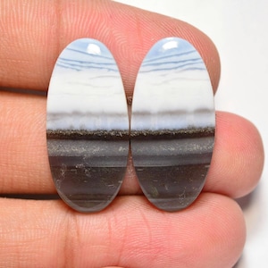 Owyhee Blue Opal Pair Cabochon... Blue Opal Cabochon Pair... Cabochon ovale... 27x13x4mm... 21Cts... #H8666