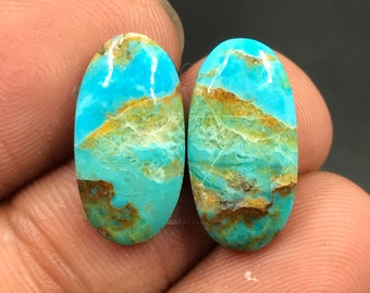 Mohave Turquoise Pair Cabochon...Oval Cabochon...17x9x3 mm...8 Cts...A#M5057