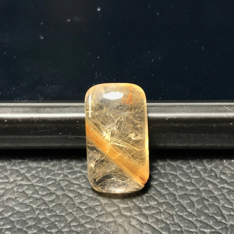 Cushion Cabochon...19x10x6 mm..11 Cts...#D3082 Golden Rutile Cabochon..