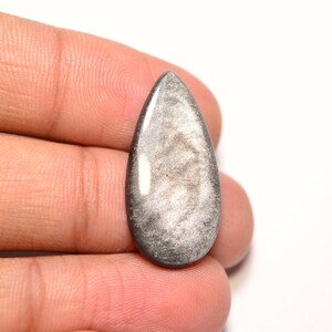 Silver Sheen Obsidian Cabochon...Pear Cabochon...28x14x4 mm...11 Cts...A#L4192