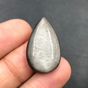Silver Sheen Obsidian Cabochon... Pear Cabochon...28x17x5 mm...15 Cts...A#N5603
