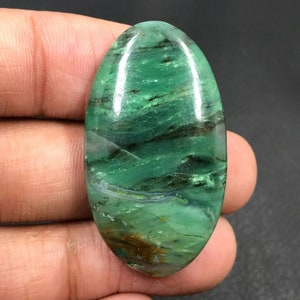 Gary Green Jasper Larsonite Cabochon...Oval Cabochon...40x22x6 mm...47 Cts...A#J3837