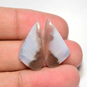 Par de cabujones de ópalo azul Owyhee... Par de cabujones de ópalo azul... Cabujones de forma libre... 23x12x3mm..11Cts...#H8689