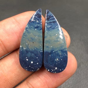 Leland Blue Pair Cabochon... Freeform Cabochon...31x12x5 mm...34 Cts...A#N1976