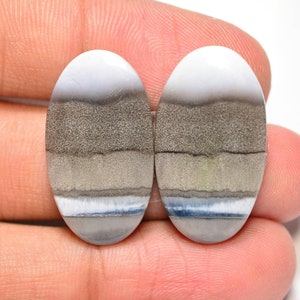 Owyhee Blue Opal Pair Cabochon... Blue Opal Cabochon Pair... Cabochon ovale... 26x14x4mm... 29Cts... #H8662