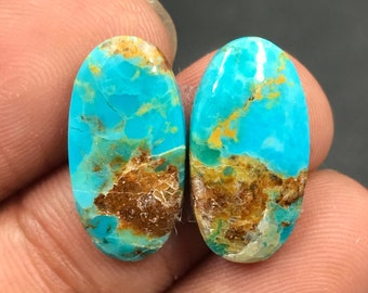 Mohave Turquoise Pair Cabochon...Oval Cabochon...19x10x3 mm...9 Cts...A#M5061