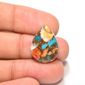 Arizona Mohave Türkis Cabochon Mit Spiny Oyster Cabochon...21x16x4mm...11Cts...#i2807