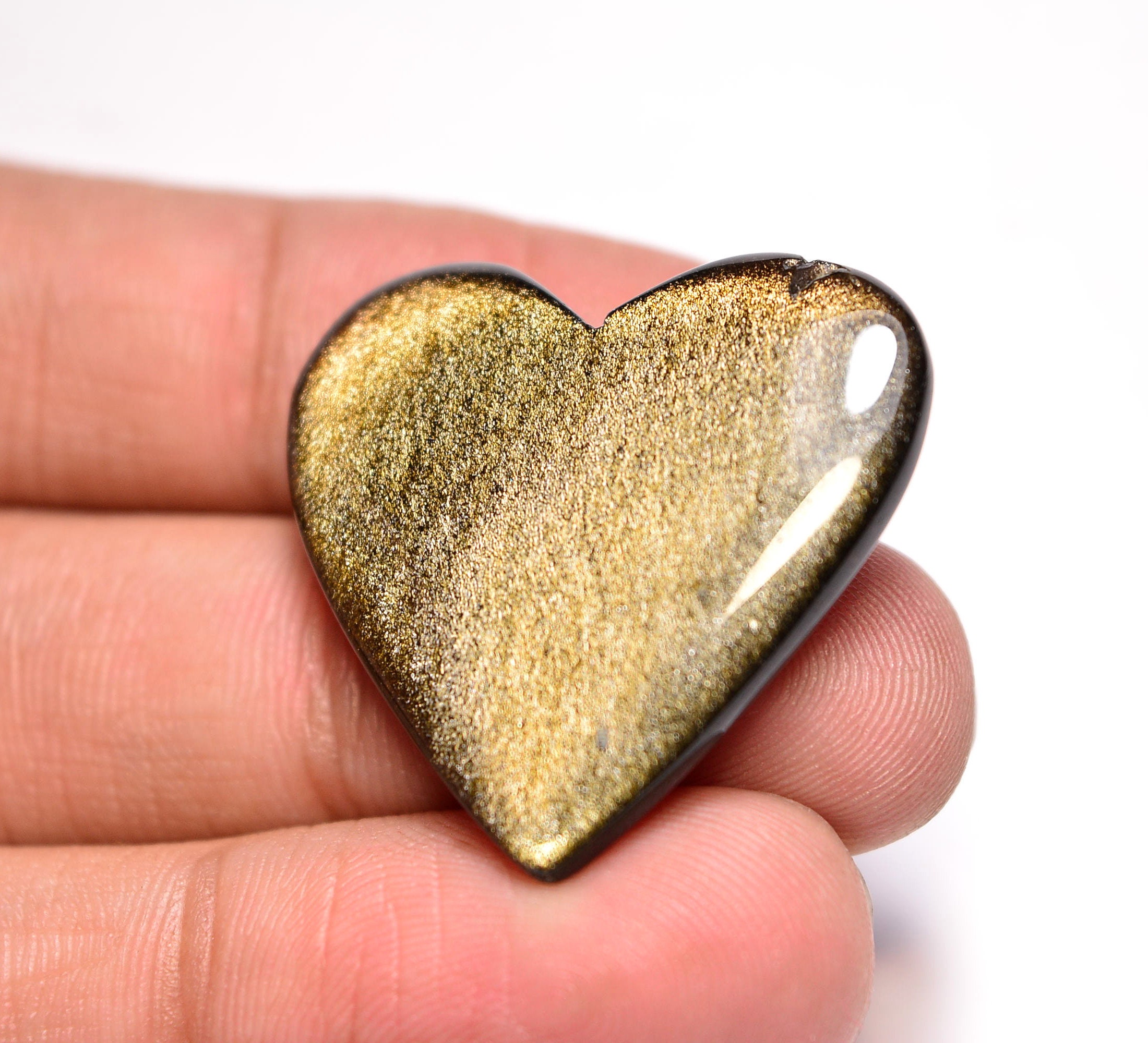 yellow heart 6点まとめ売り Golden Sheen Obsidian Cabochon Heart Cabochon28x29x6