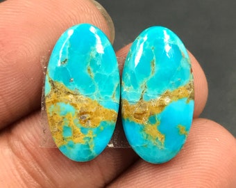 Mohave Turquoise Pair Cabochon...Oval Cabochon...18x10x3 mm...9 Cts...A#M5060