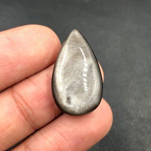 Silver Sheen Obsidian Cabochon... Pear Cabochon...26x15x5 mm...13 Cts...A#N5605
