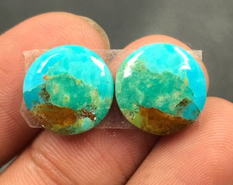 Mohave Turquoise Pair Cabochon...Round Cabochon...13x4 mm...9 Cts...A#M5084