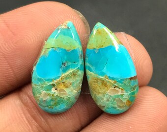 Mohave Turquoise Pair Cabochon...Pear Cabochon...19x10x4 mm...10 Cts...A#M5066