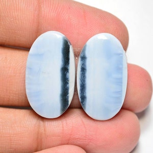Owyhee Blue Opal Pair Cabochon... Blue Opal Cabochon Pair... Cabochon ovale... 24x13x4mm... 21Cts... #H8672