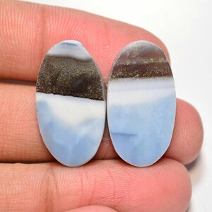 Owyhee 2 piezas cabujón de ópalo azul... cabujón de ópalo azul... cabujón ovalado... 24x13x4... 21Cts... #H8664