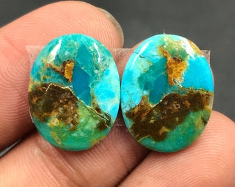 Mohave Turquoise Pair Cabochon...Oval Cabochon...17x14x3 mm...9 Cts...A#M5065