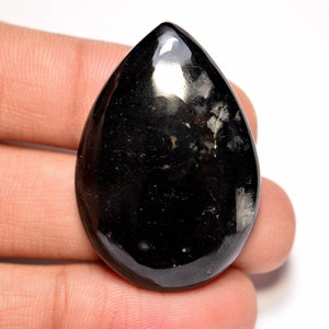 Natural Black Tourmaline Cabochon...Pear Cabochon...37x26x6 mm...53 Cts...A#L741