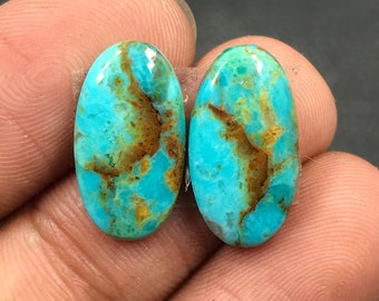 Mohave Turquoise Pair Cabochon...Oval Cabochon...17x10x4 mm...9 Cts...A#M5056