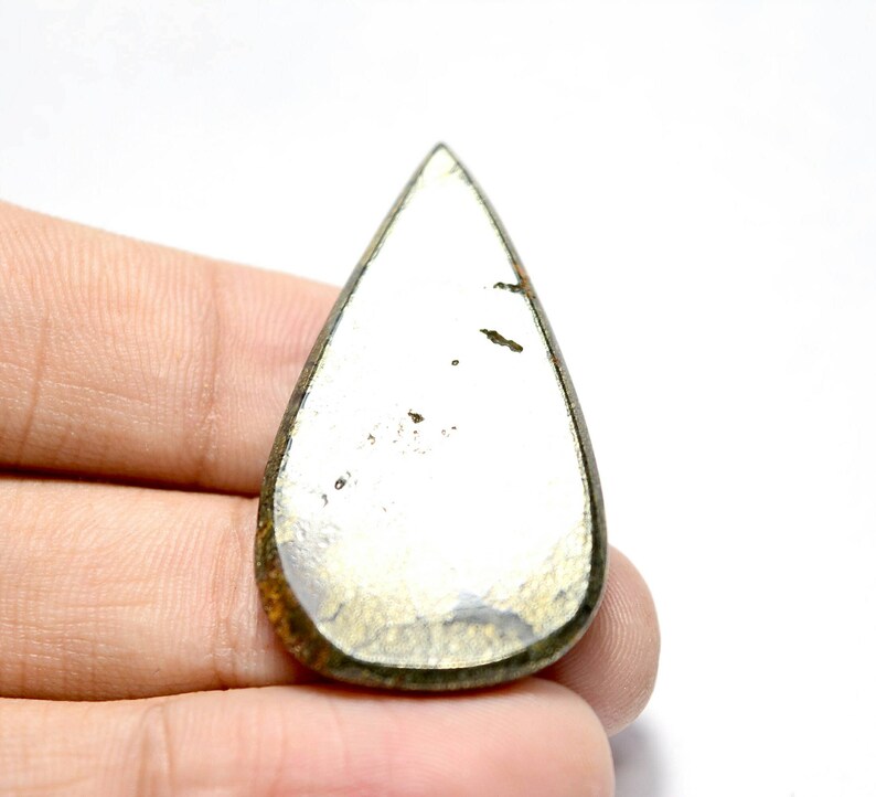 Feather Plume Marcasite Cabochon...Nipomo Marcasite Cabochon...Pear Cabochon...39x22x5 mm..42 Cts...#F9511