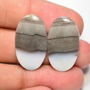 Owyhee Blue Opal Pair Cabochon... Blue Opal Cabochon Pair... Cabochon ovale... 26x15x4mm... 25Cts... #H8667