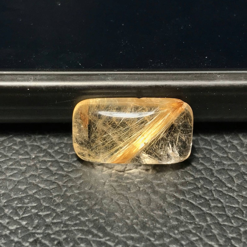 Cushion Cabochon...19x10x6 mm..11 Cts...#D3082 Golden Rutile Cabochon..