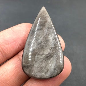 Silver Sheen Obsidian Cabochon... Pear Cabochon...43x24x6 mm...42 Cts...A#N5597