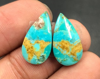 Mohave Turquoise Pair Cabochon...Pear Cabochon...18x10x3 mm...7 Cts...A#M5072