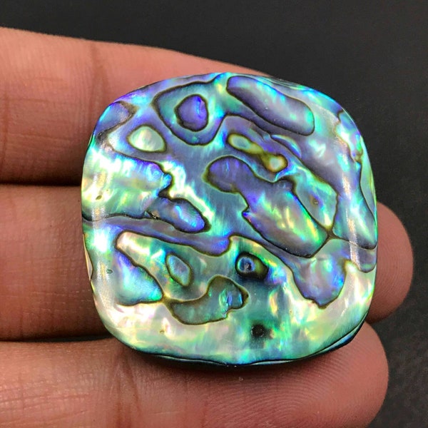 Abalone Shell Cabochon...Paua Cabochon.... Cushion Cabochon...31x30x7 mm...62 Cts...A#H7532