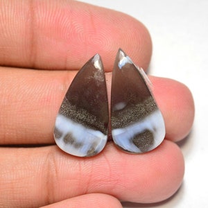 Par de cabujones de ópalo azul Owyhee... Par de cabujones de ópalo azul... Cabujón de pera... 22x11x4mm... 14Cts..#H8681