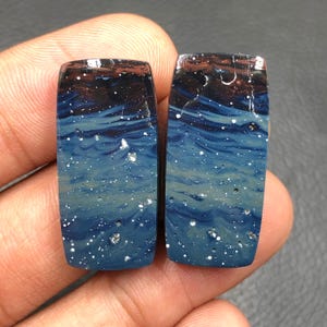 Leland Blue Pair Cabochon... Cushion Cabochon...28x13x4 mm...40 Cts...A#N1967