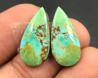 Mohave Turquoise Pair Cabochon...Pear Cabochon...20x10x3 mm...8 Cts...A#M5069