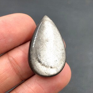 Silver Sheen Obsidian Cabochon... Pear Cabochon...29x18x6 mm...20 Cts...A#N5601