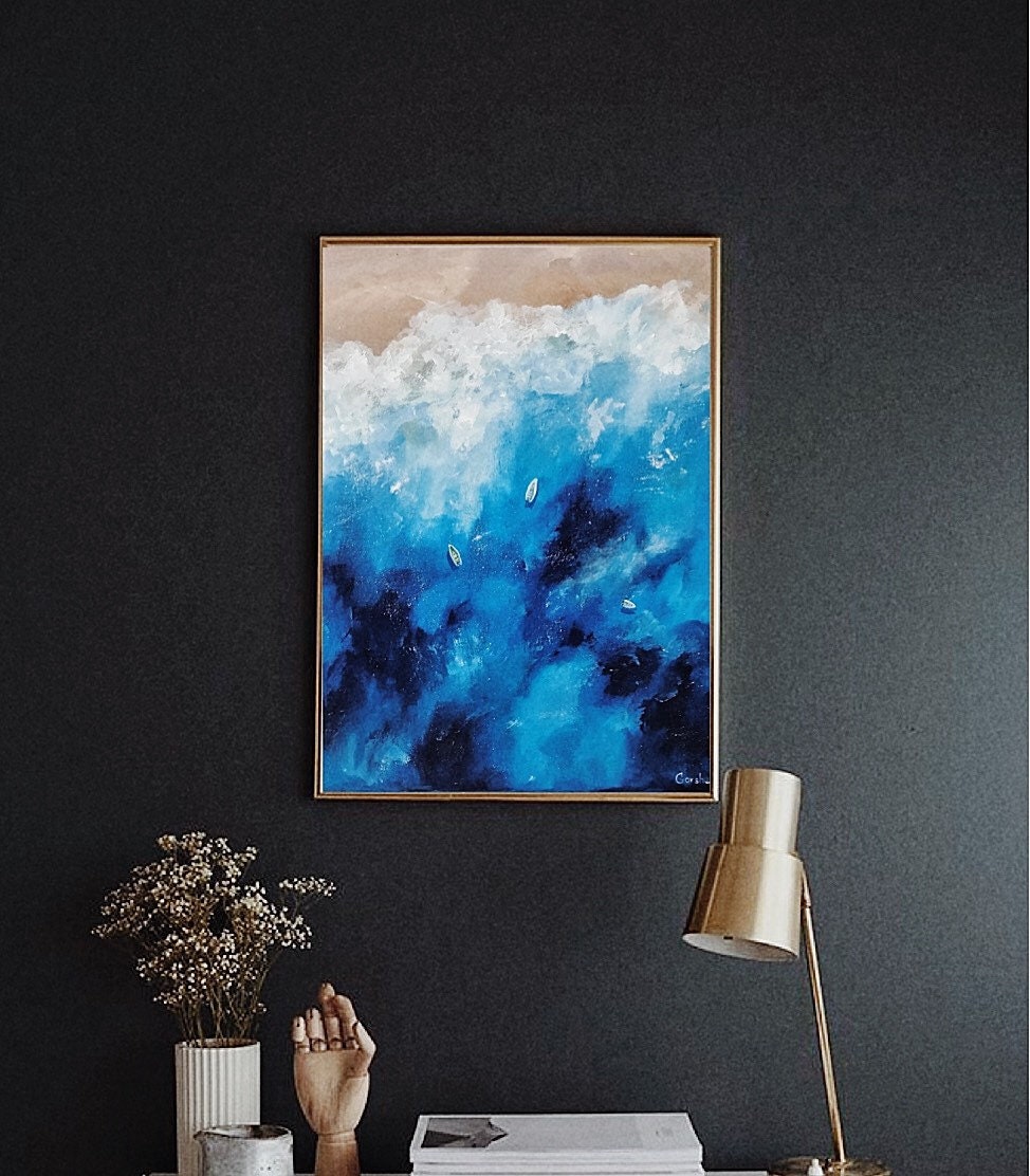 Abstract Sea Painting Deep Blue Sea Painting Painting to Etsy UK