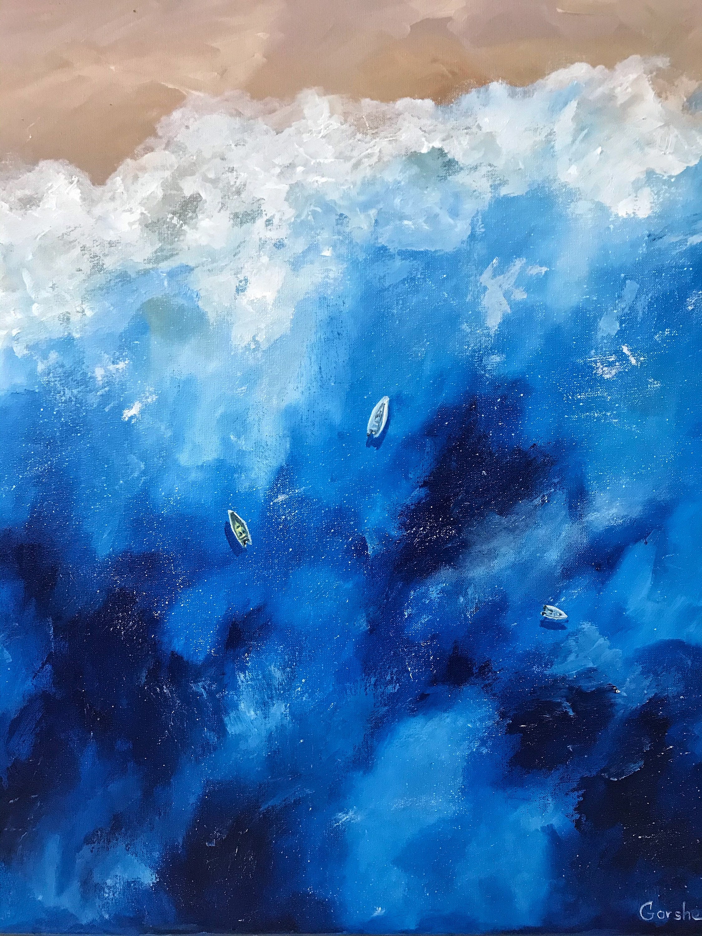 Abstract Sea Painting Deep Blue Sea Painting Painting to Etsy UK