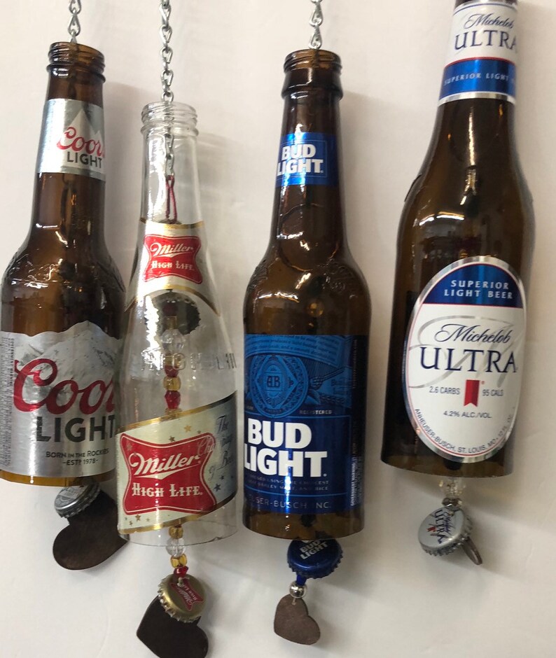 Beer Bottle Wind Chimes Outdoor Decor Yard Decor Bar Etsy