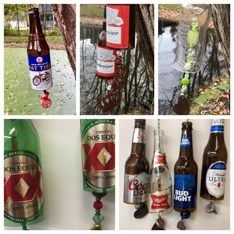Beer Bottle Wind Chimes outdoor Decor Yard Decor Bar Etsy