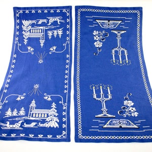 2 Swedish vintage christmas embroidered table runner - Made in Sweden 1960.