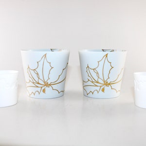 Royal Copenhagen - 4 Lovely ceramic Christmas candleholder - From the serie white Christmas  - Made in Denmark 1990.