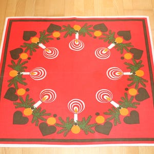 Swedish vintage Christmas tablecloth with lovely decor  - Made in Sweden 1960.