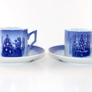 Royal Copenhagen - Juego de 2 hermosos platos y tazas de porcelana vintage - Taza y platillo - Fabricados en Dinamarca 1981 + 1983.