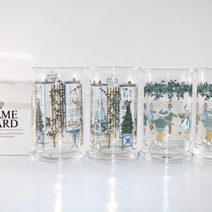 Holmegaard - 4 Lovely water glasses with Christmas decor - Designed in Denmark.