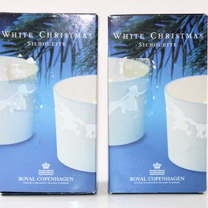 Royal Copenhagen - 4 mooie keramische kerstkandelaar - IN ORIGINELE VERPAKKING - Uit de serie witte kerst - Made in Denmark 1990.