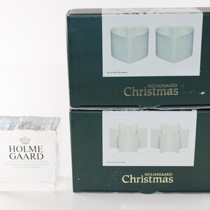 Holmegaard  - 4 lovely vintage ceramic stars and hearts  - From the White Christmas line - IN ORIGINAL BOX  - Designed  in Denmark.