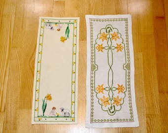 Vintage Swedish Embroidered Easter Table Runner - Made in Sweden 1960
